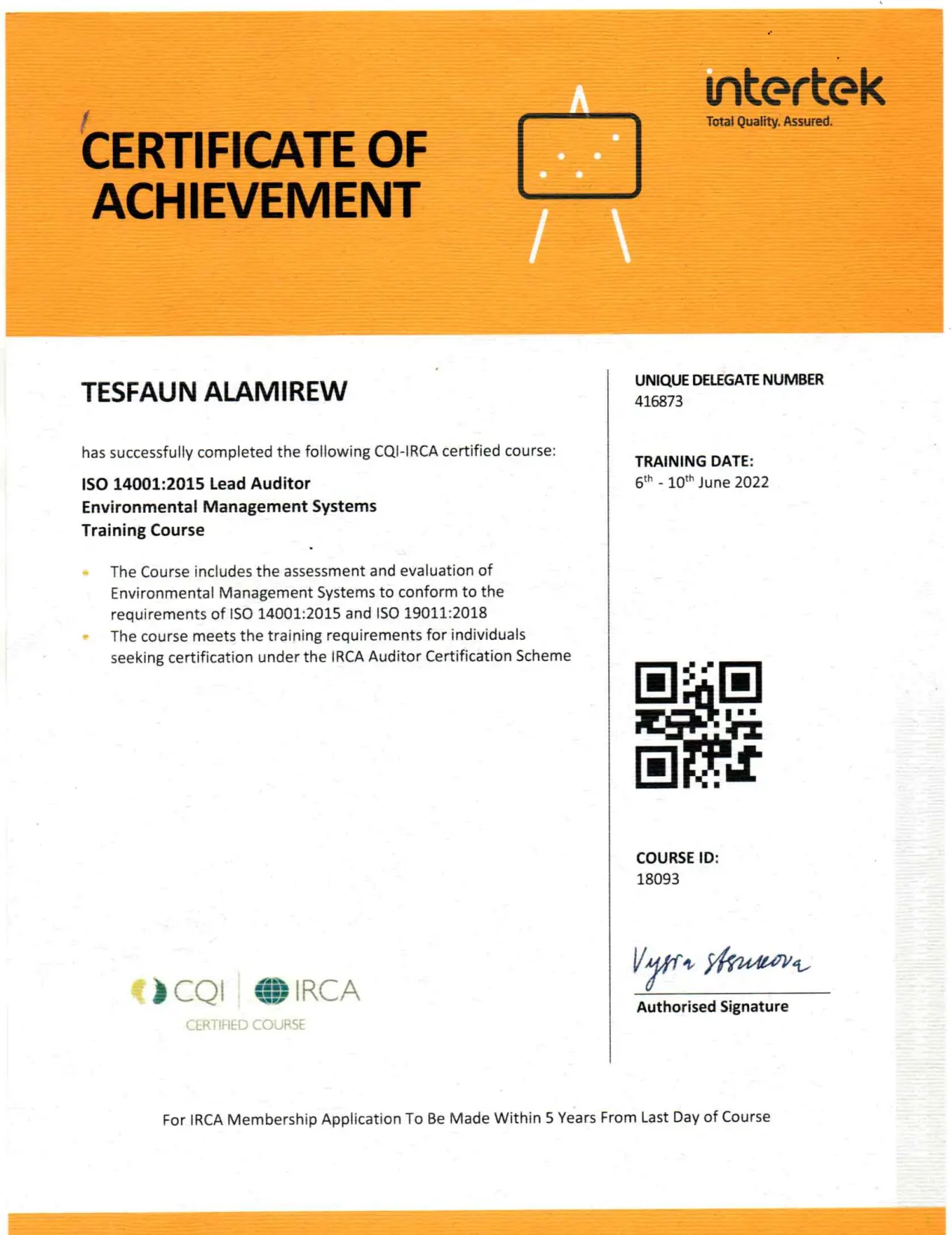 Intertek Recognition